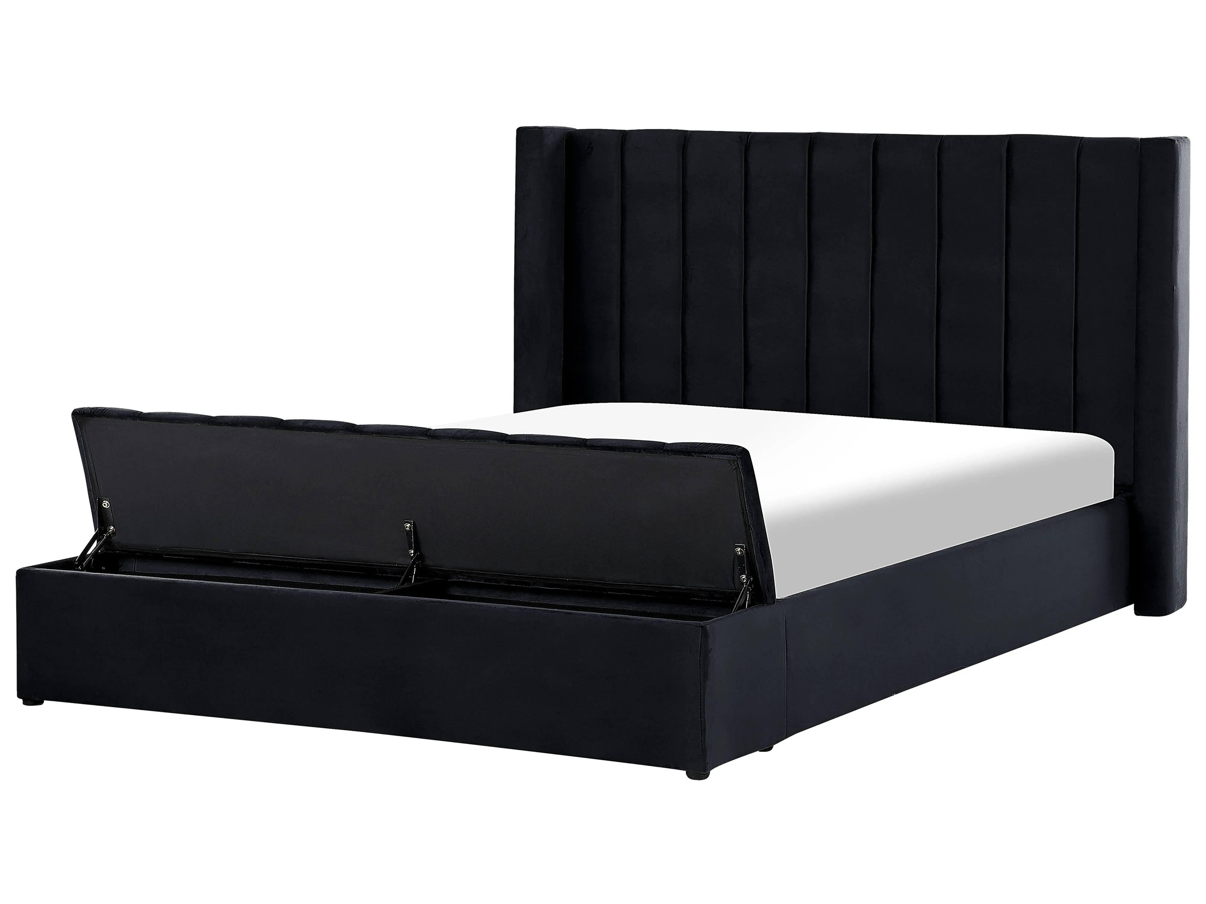 Bed with Storage Bench Velvet NOYERS 180 x 200 cm (EU Super King) Black