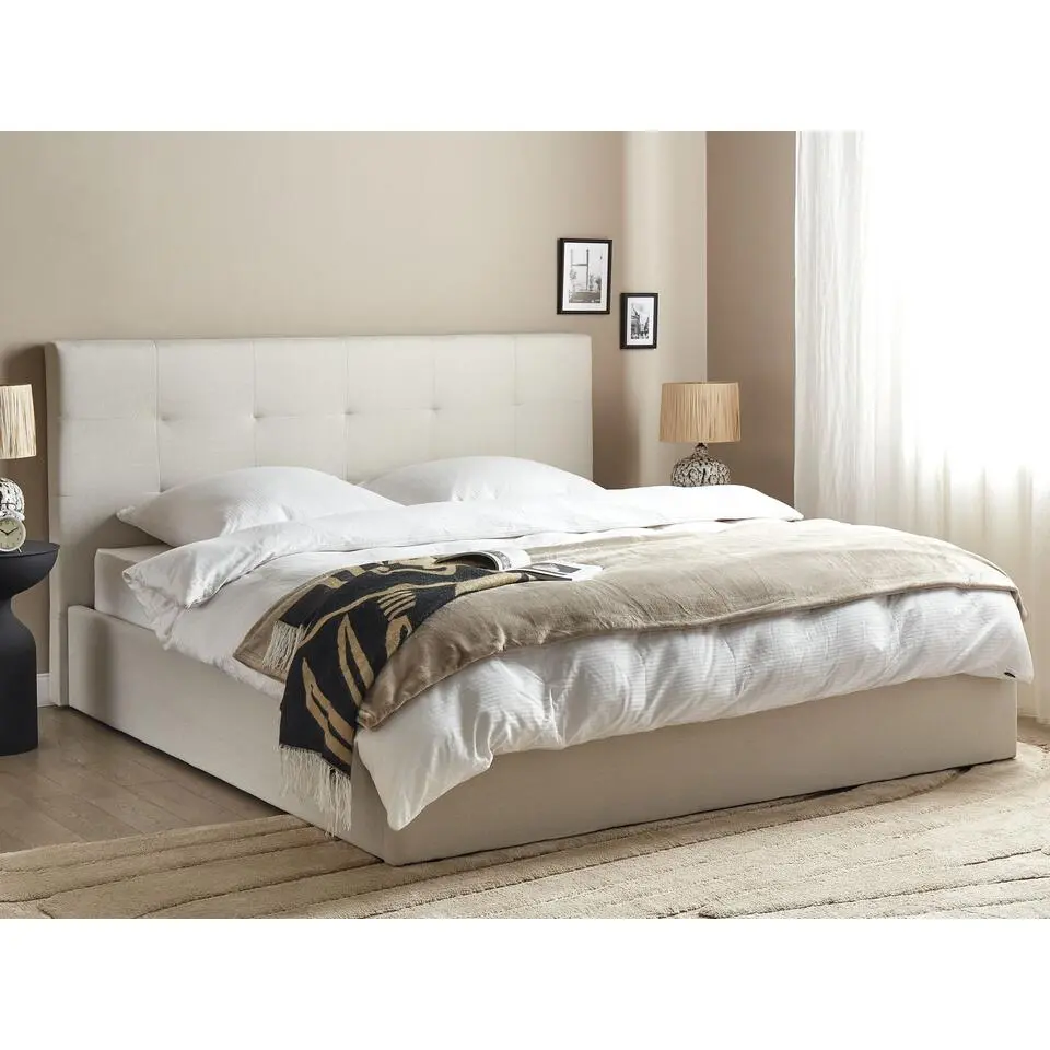 LORIENT - Bed met opbergruimte - Beige - 180 x 200 cm - Polyester