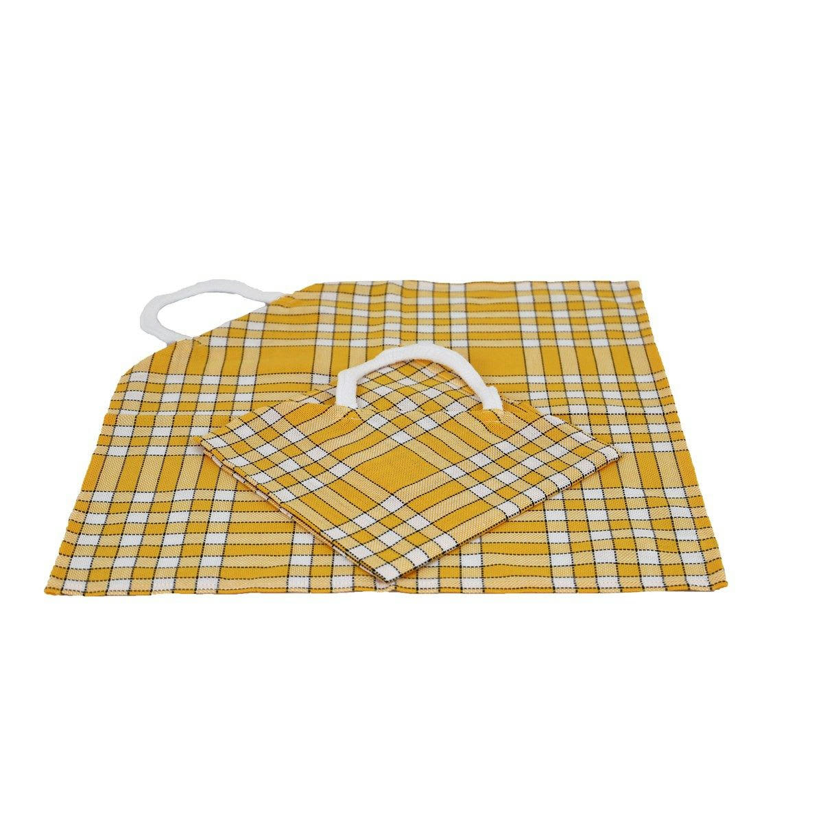 - Lot de 2 bavoirs coton carreaux vichy Normand jaune 50x50