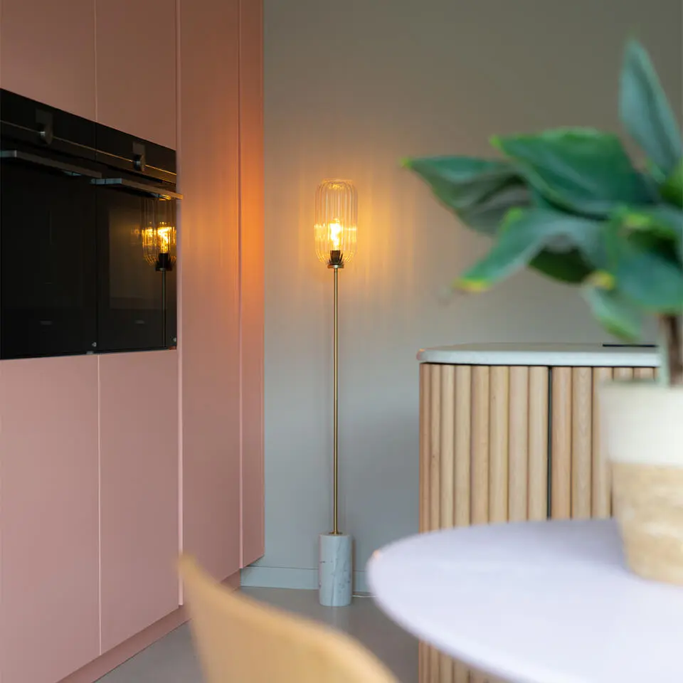 Qazqa vloerlamp rid goudkleurig e27