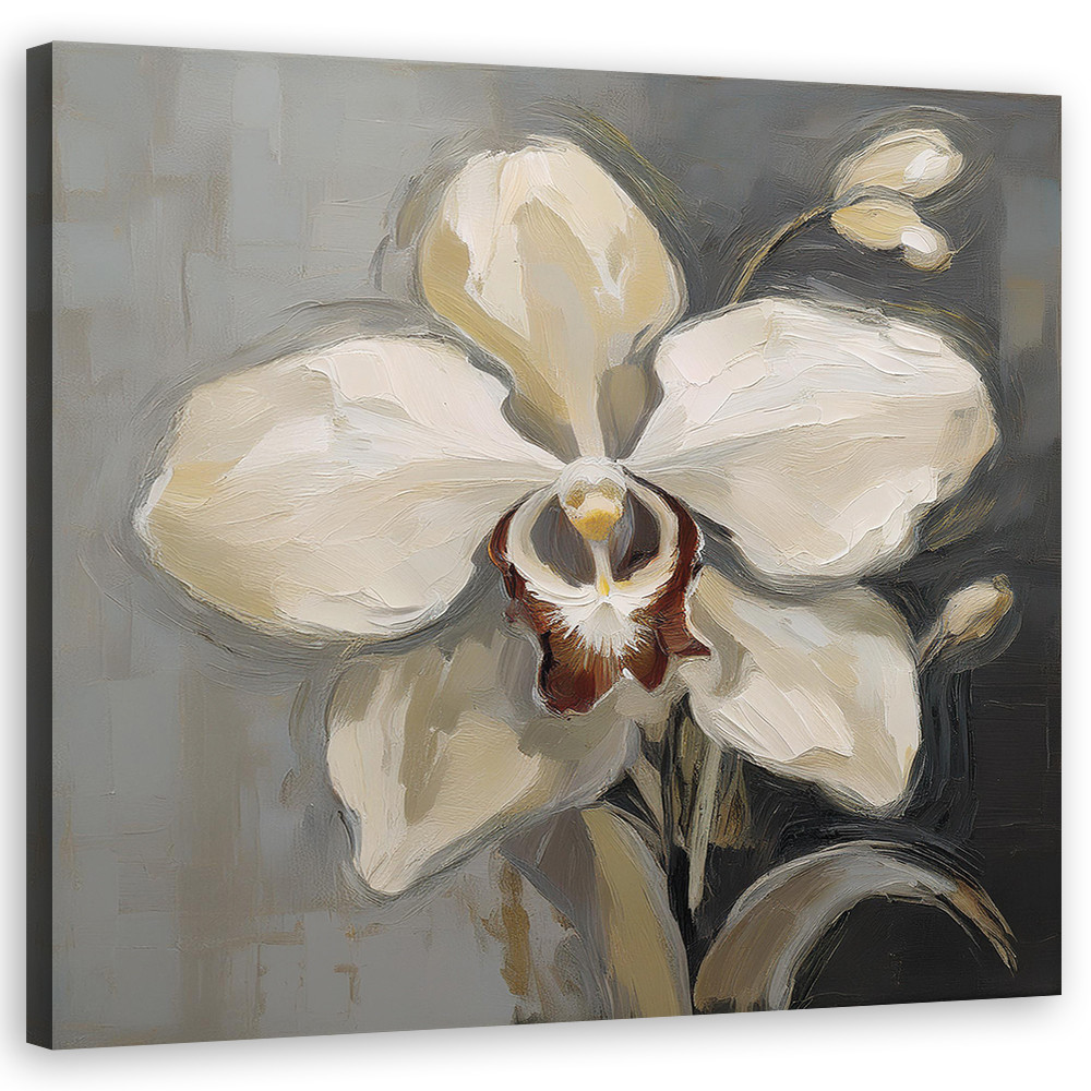 Feeby Obraz na płótnie, Biała Malowana Orchidea 30x30