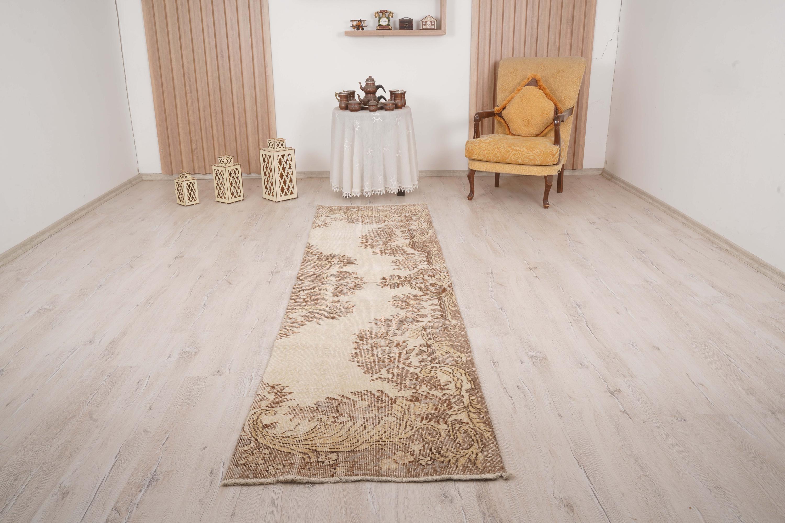 3x9 rug, faded rug, oushak runner, wool runner, hallway runner, oushak rug, 3x9 turkish runner, corridor rug, vintage rug, turkish rug,232