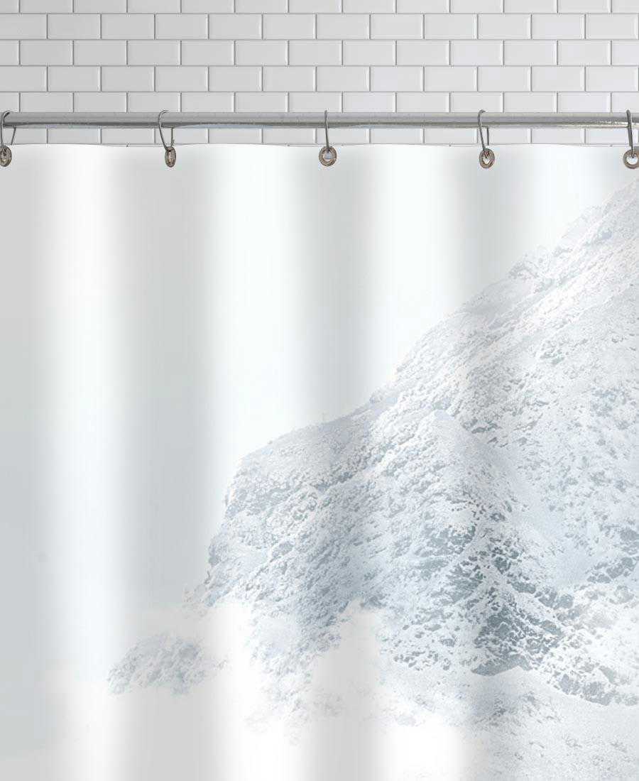 WHITE MOUNTAIN 1 - Rideau de douche en polyester en blanc & gris 150x200