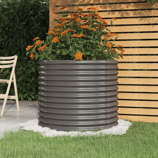 NNEVL Garden Planter Powder-coated Steel 80x80x68 cm Grey