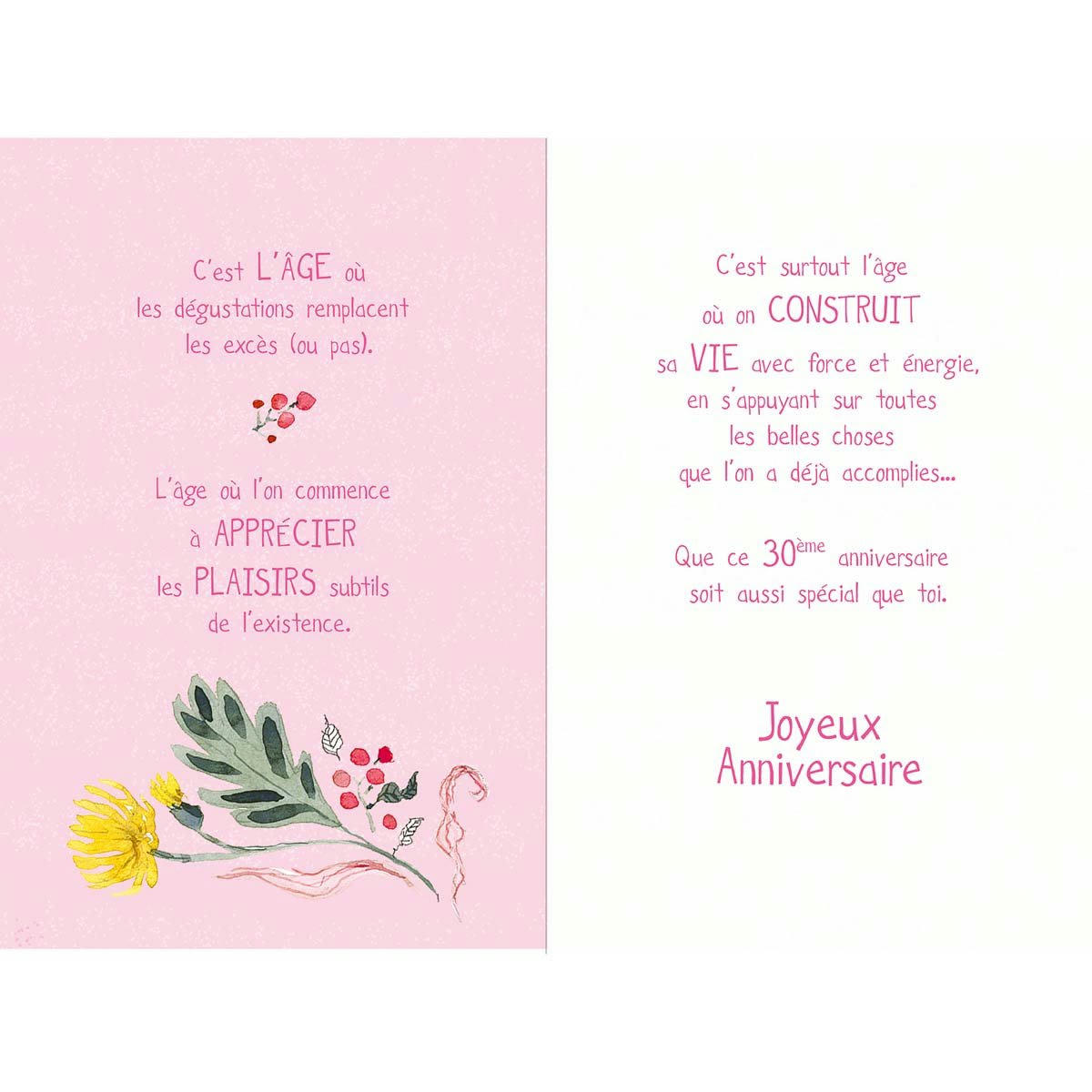 - Carte 30 Ans Flamant Rose