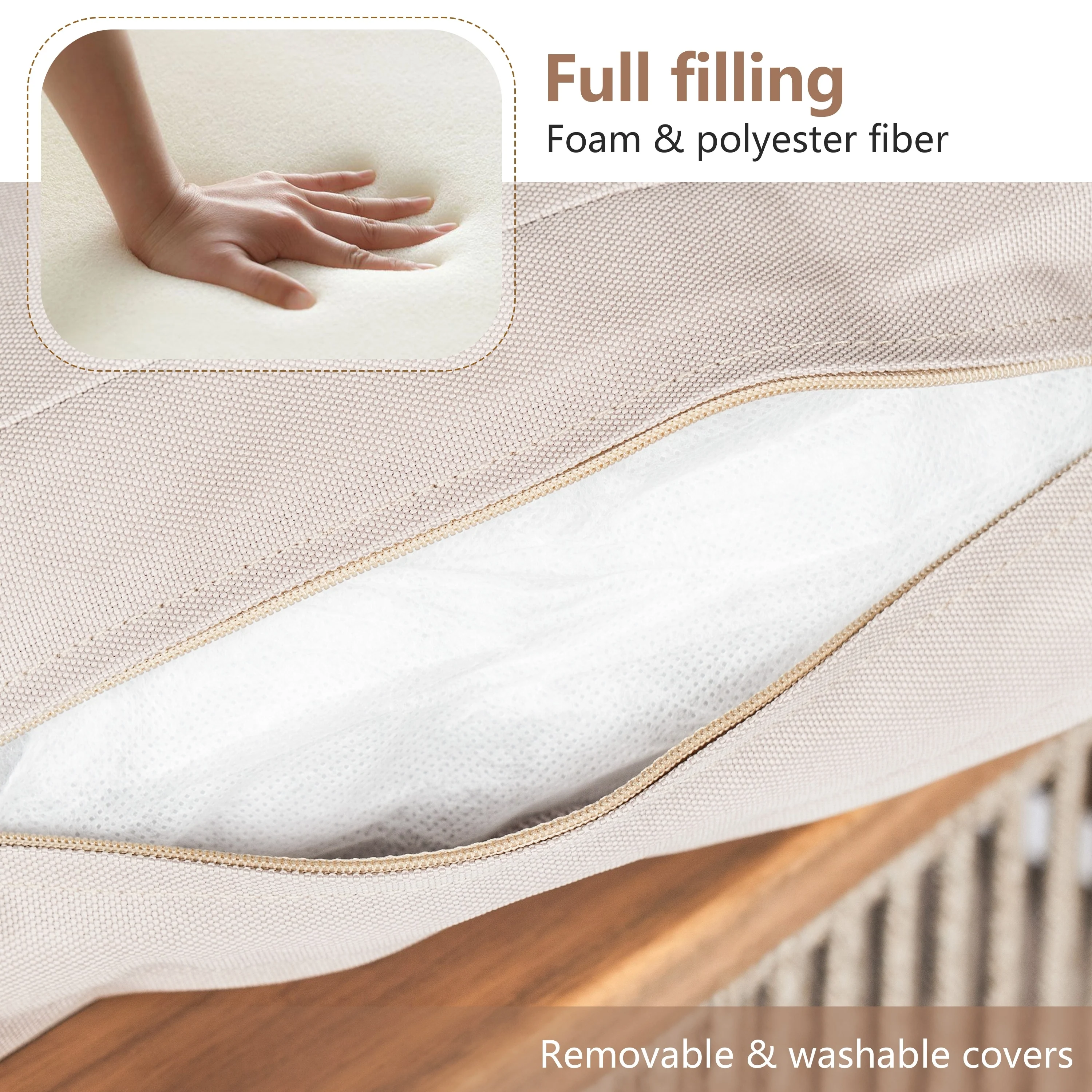 Outdoor Acacia Wood And Rope Patio Chair With Cushions (Excluding the table)