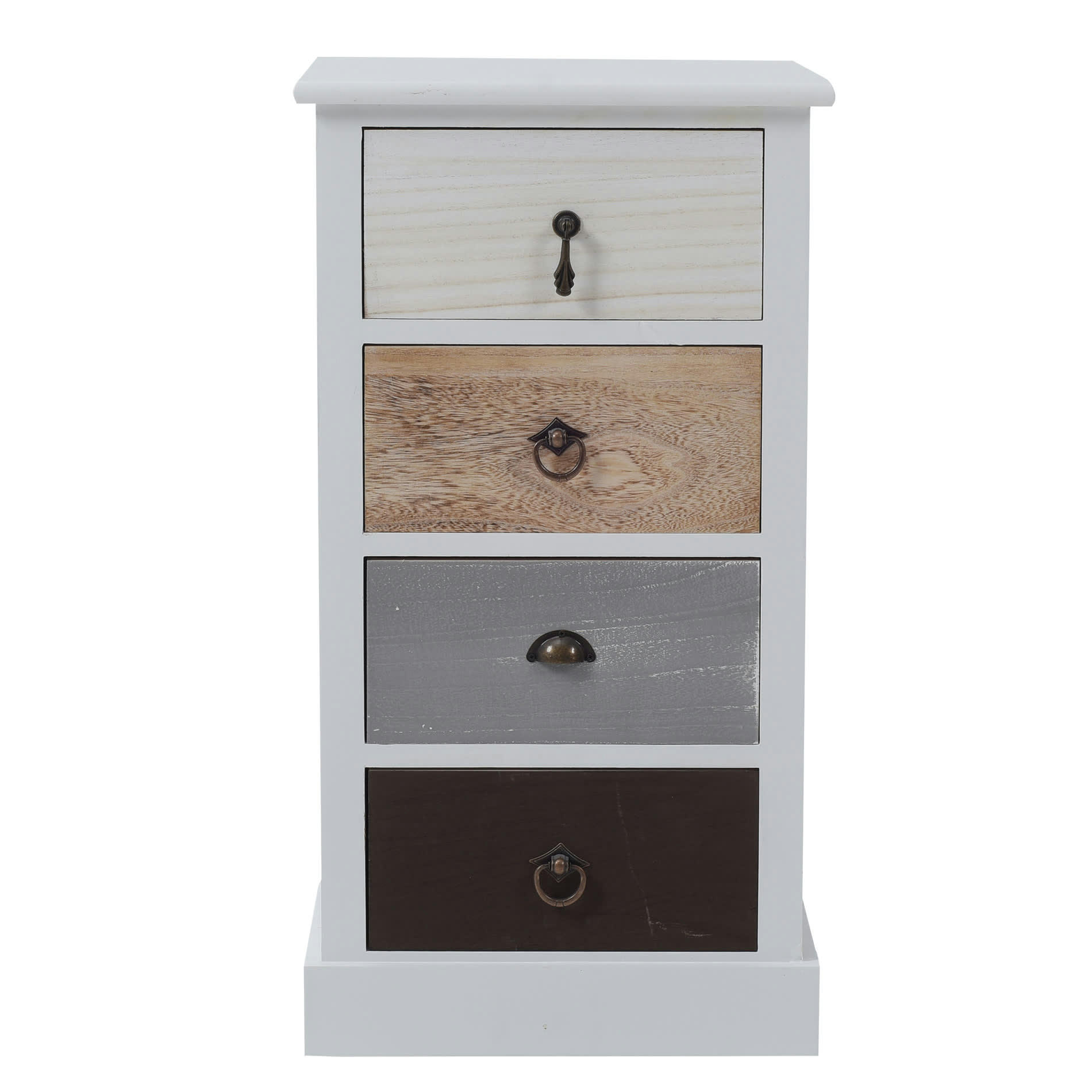 - Chiffonnier avec 4 tiroirs en bois blanc et brun