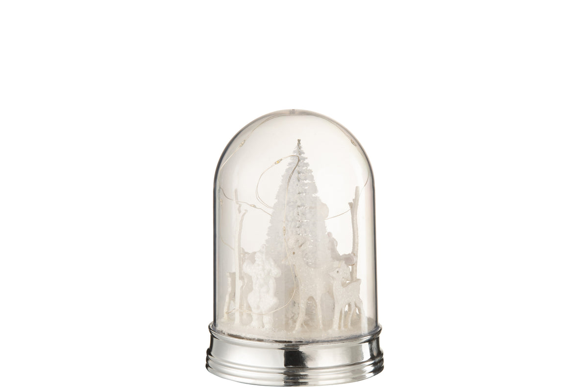 J-Line Decoratieve stolp Kerst - kunststof - wit - small - LED lichtjes