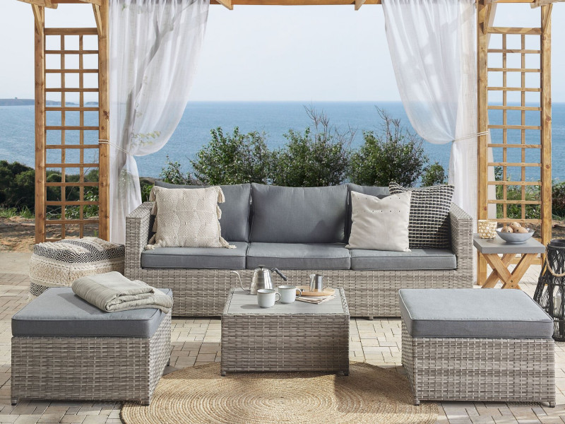 Zestaw ogrodowy rattanowy sofa i stolik