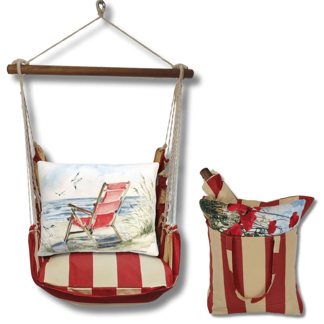 Magnolia Casual Swing Set 4 piece - Americana Stripe w/ Red Beach Chair