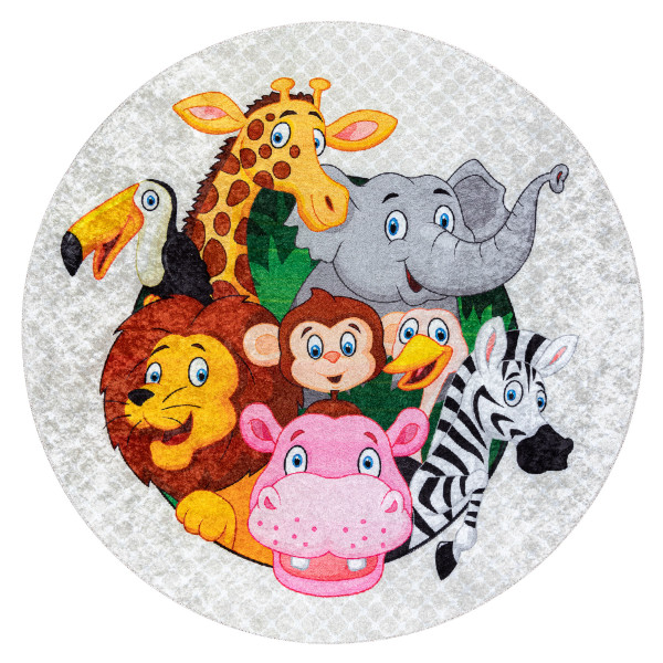 Dywan do prania JUNIOR 51595.801 Zwierzęta, Afryka dla dzieci, koło 80 cm