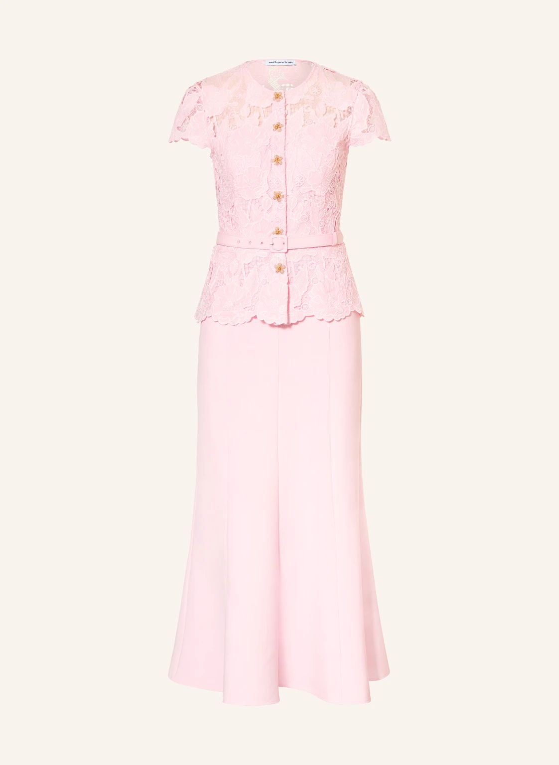 self-portrait Kleid mit Spitze und Schmucksteinen