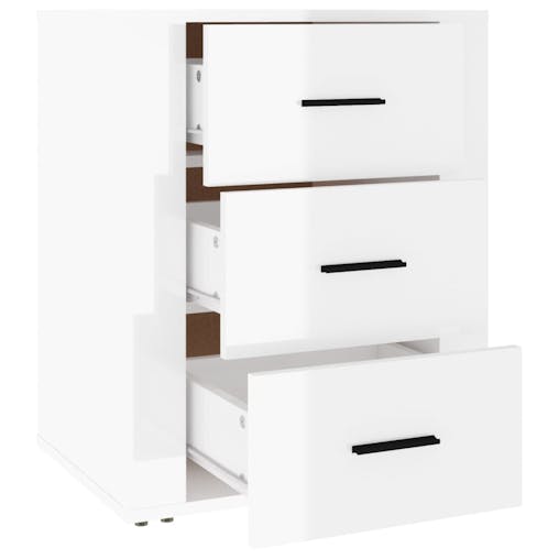 NNEVL Bedside Cabinet High Gloss White 50x36x60 cm Engineered Wood