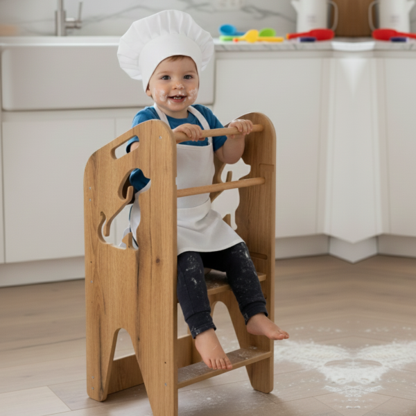 Pomocnik kuchenny dla dzieci regulowany Kitchen Helper MDF drewno