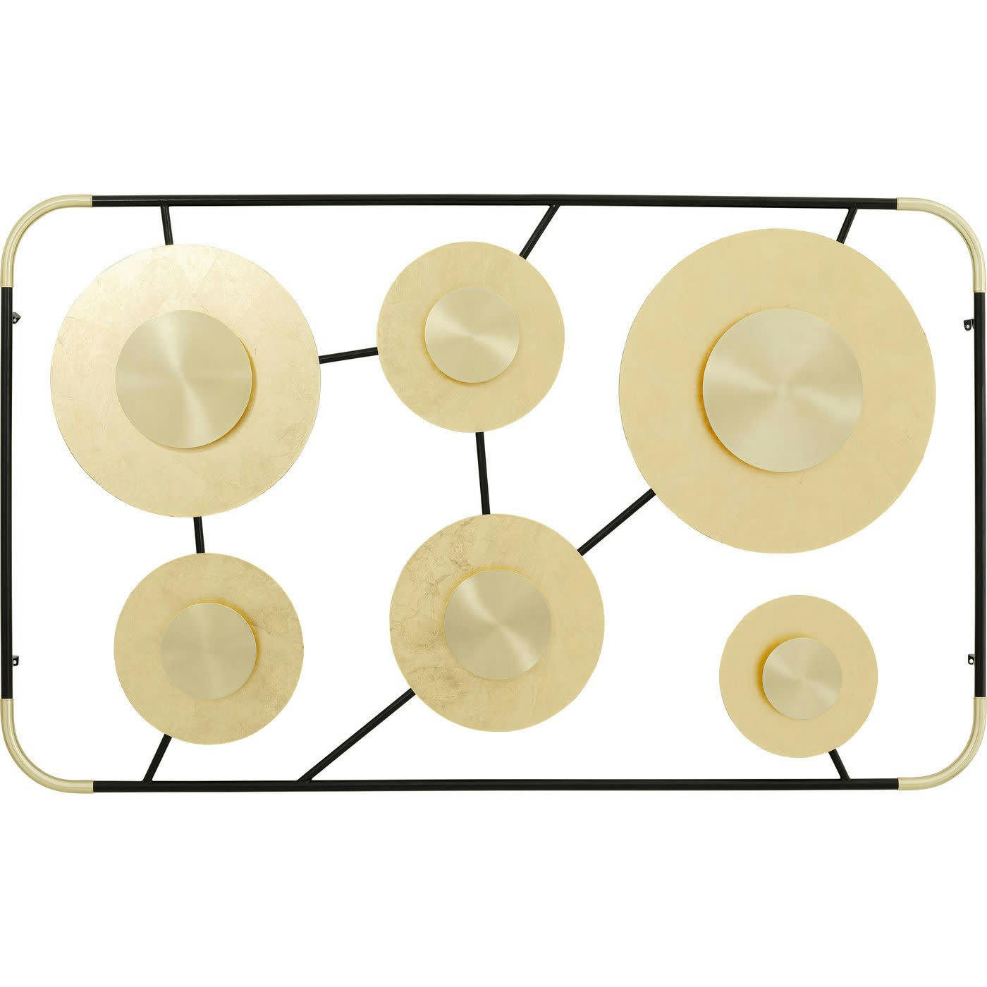 DISC - Applique 6 disques en acier doré et noir