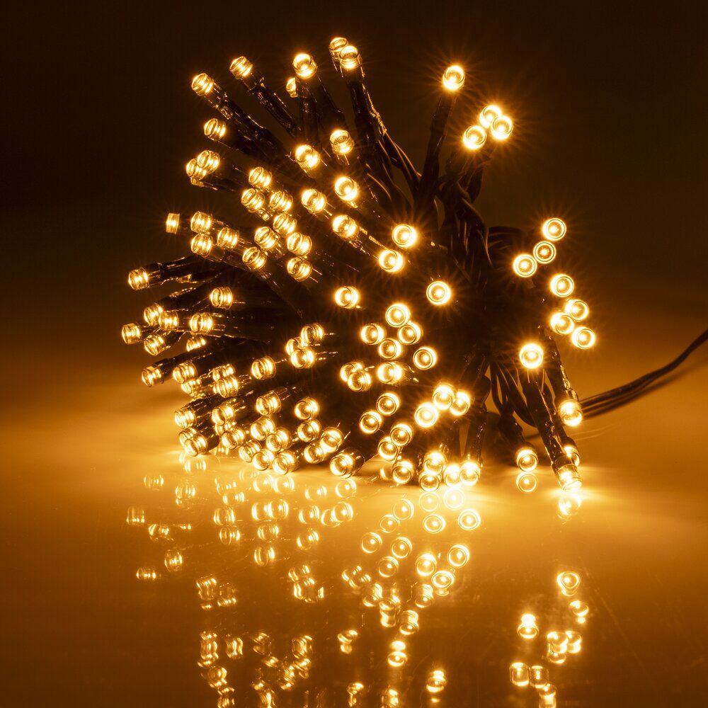 Guirlande de No&euml;l solaire lumineuse 120LED blanc chaud L890cm