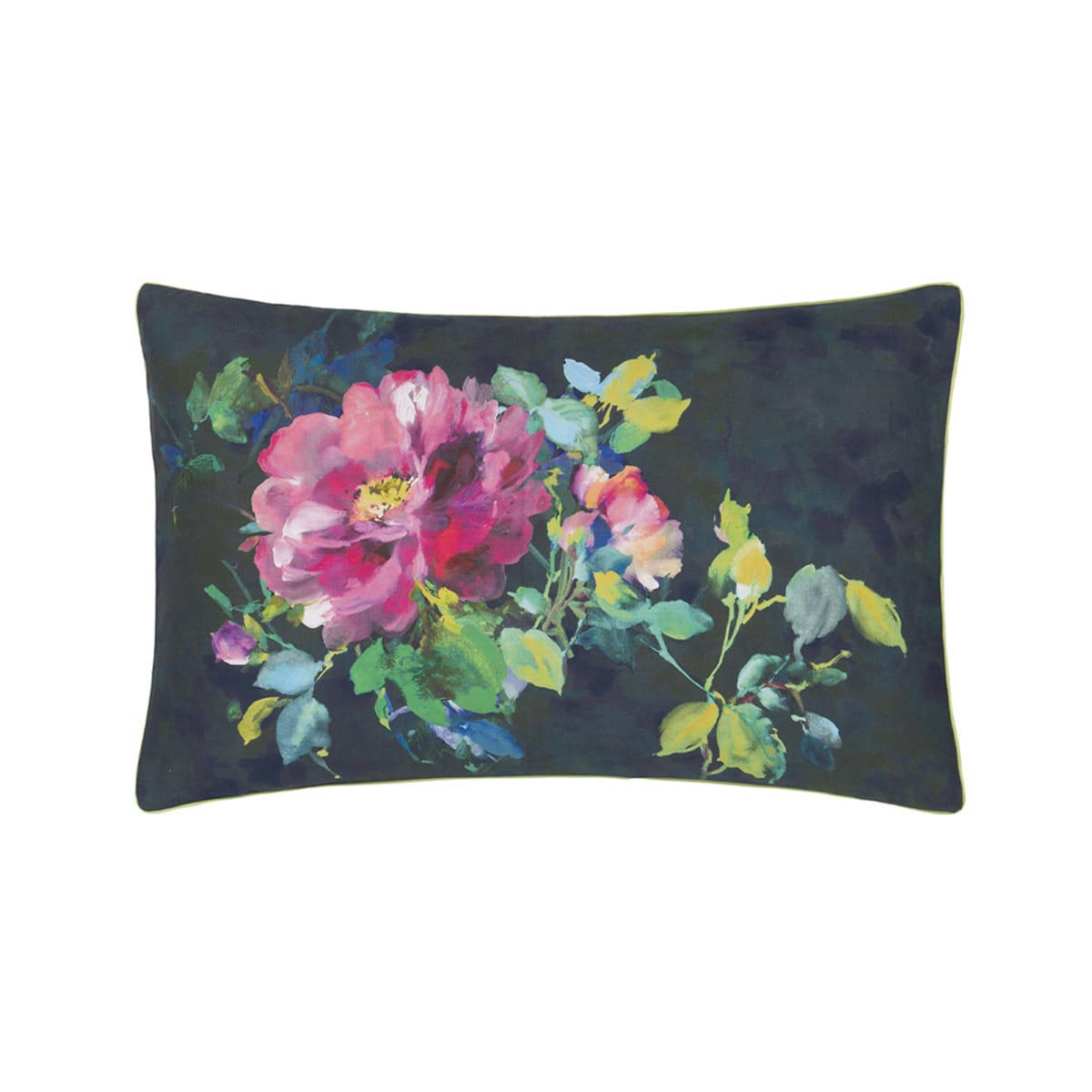 GERTRUDE - Taie d'oreiller imprimée en satin de coton noir 50x75