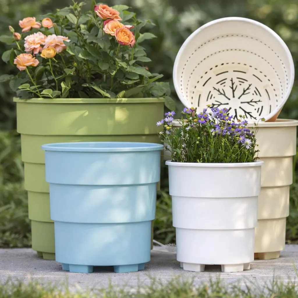 3 Gallon Plant Pot with Drainage Large Gallon Resin Plastic Planter for Roses Hydrangea Orchid Breathable Nursery Pot