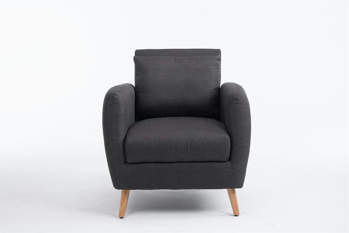 TILGRAD - Fauteuil avec pieds en bois et accoudoirs en tissu Gris foncé