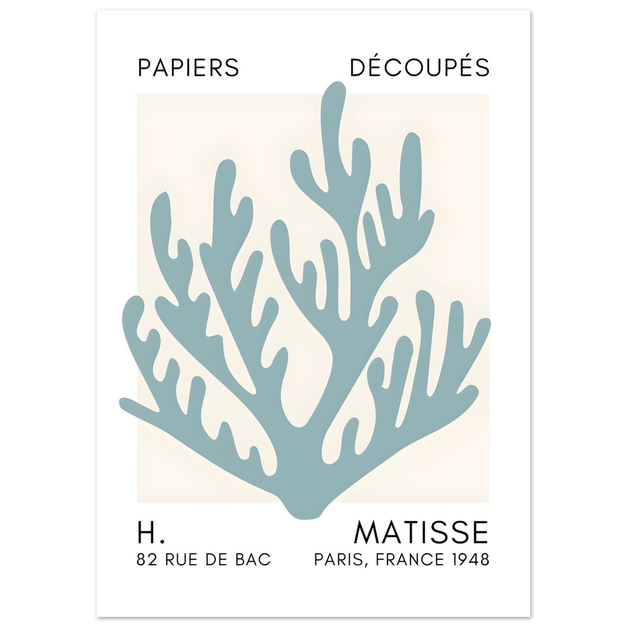 Artfulprints Poster Matisse – Coral harmony turquoise  - 50x70 cm - Turquoise