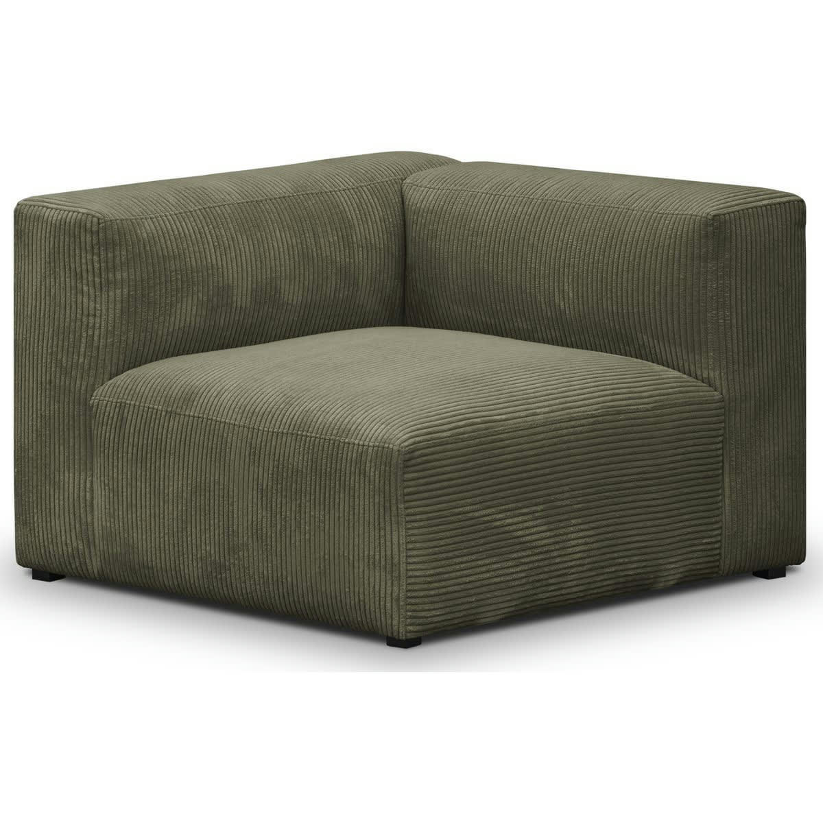 MODULO - Chauffeuse d'angle à gauche modulable en velours côtelé vert kaki