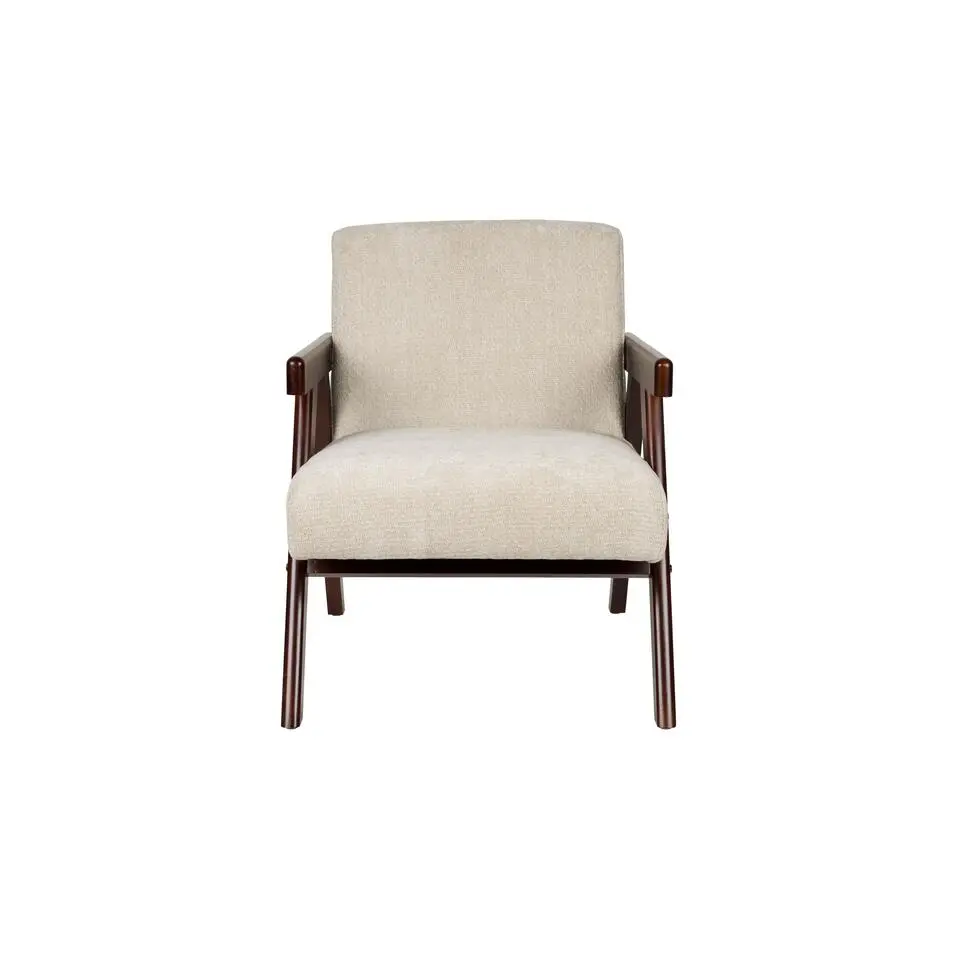 Housecraft Living Panadero Fauteuil met armleuning Hout Bruin donker/ Beige