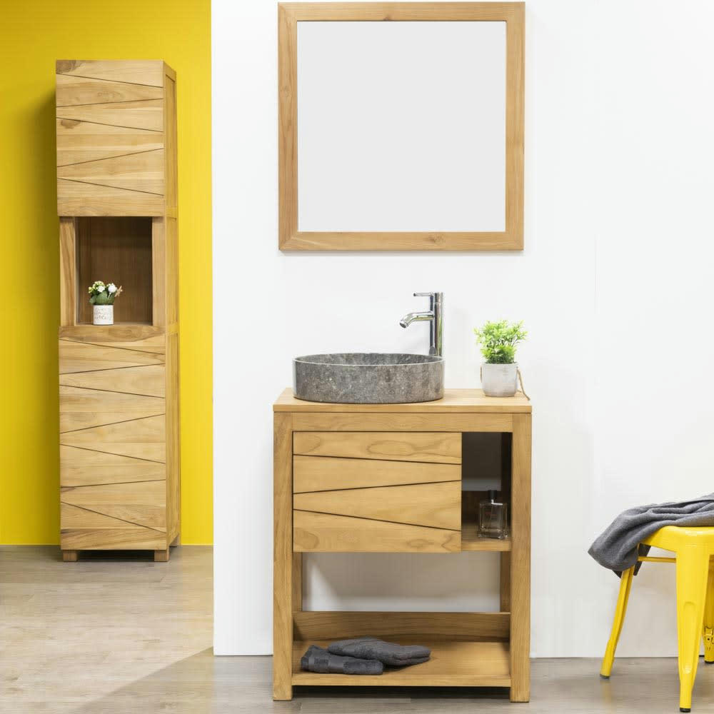 - Meuble sous vasque de salle de bain en teck L67cm