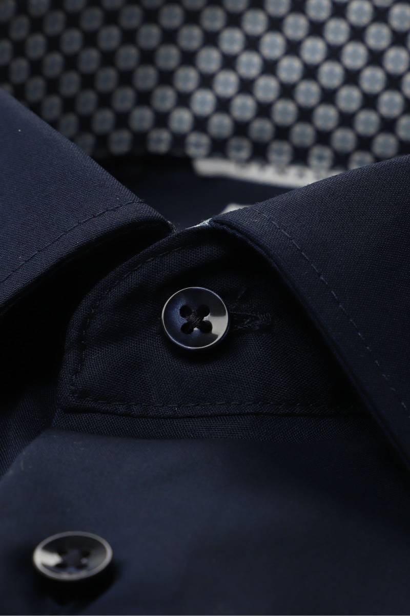 ETERNA Slim Fit Dynamic Cotton Hemd marine, Einfarbig (extra langer Arm)
