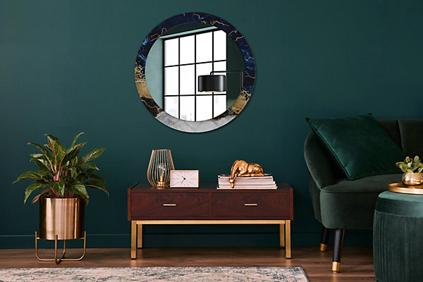 Miroir Circulaire avec Cadre Imprimé Décoratif Tulup 80 cm - 66 cm Marbre Bleu