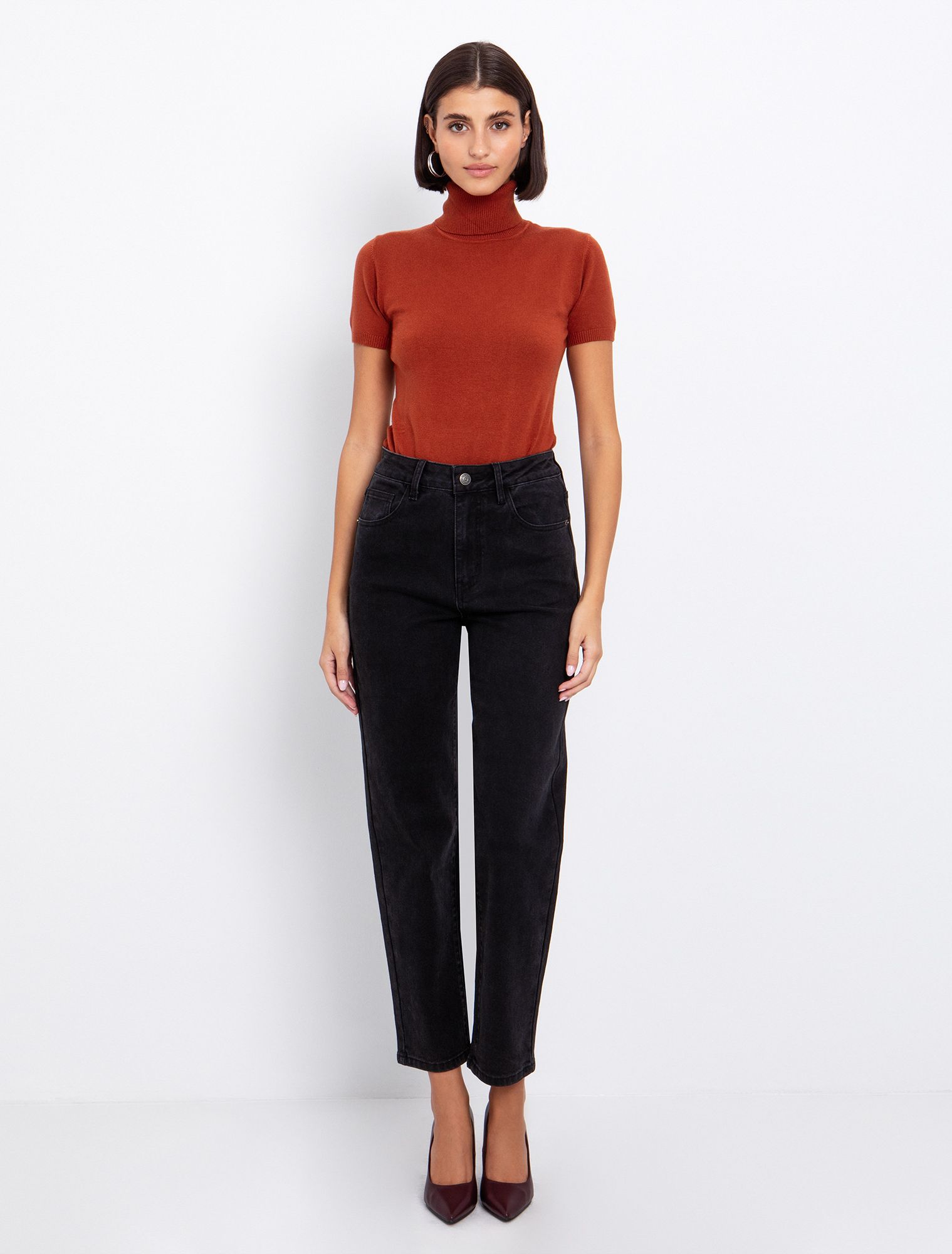 Basic πλεκτό ζιβάγκο κοντομάνικο