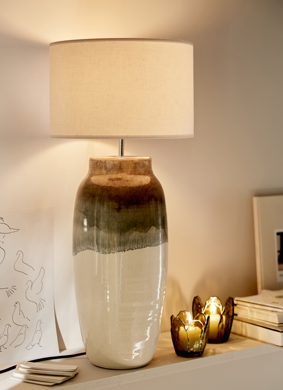 PHOTOPHORE EN VERRE COLORÉ FORME PÉTALES DE FLEUR VERT