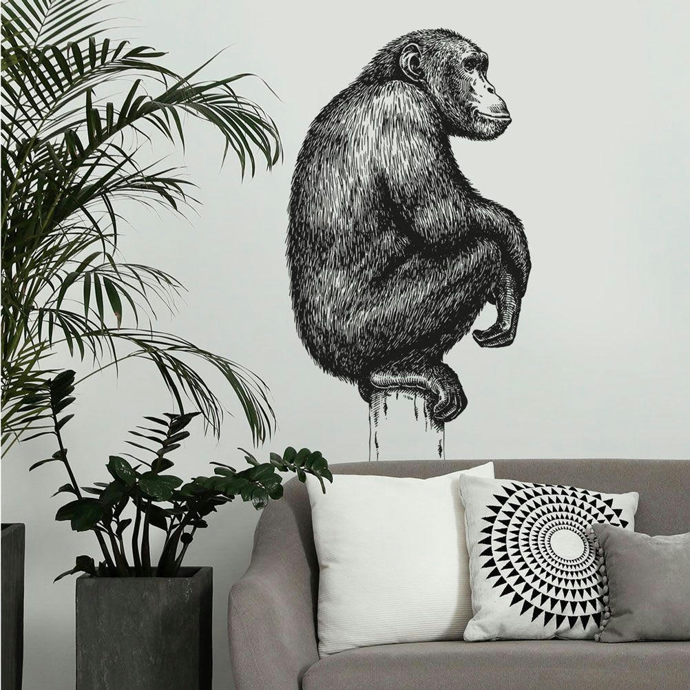 CHIMPANZE - Sticker mural chimpanzé H68,5cm
