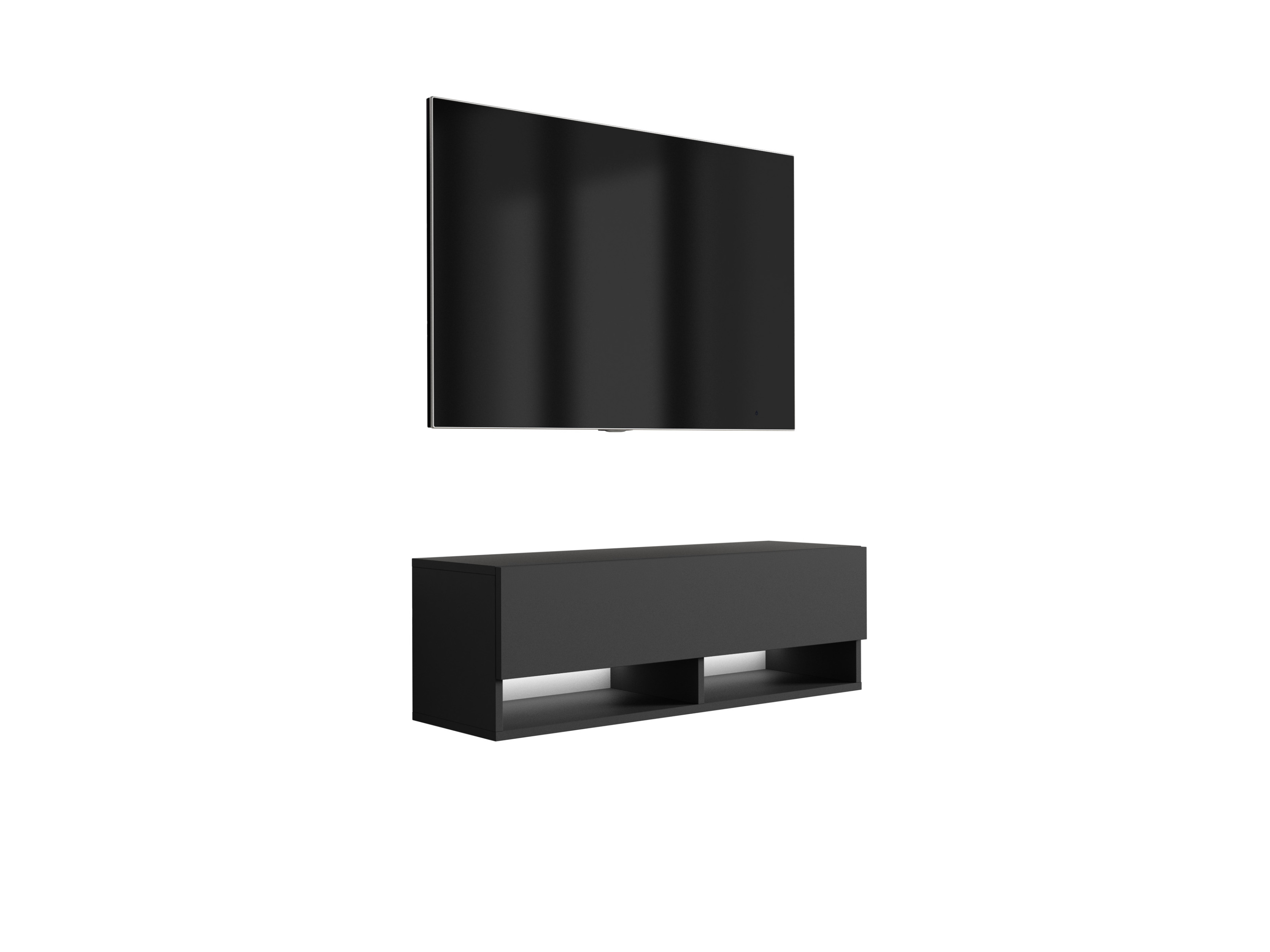 Szafka RTV Czarny LED biały, 100 × 32 × 34 cm