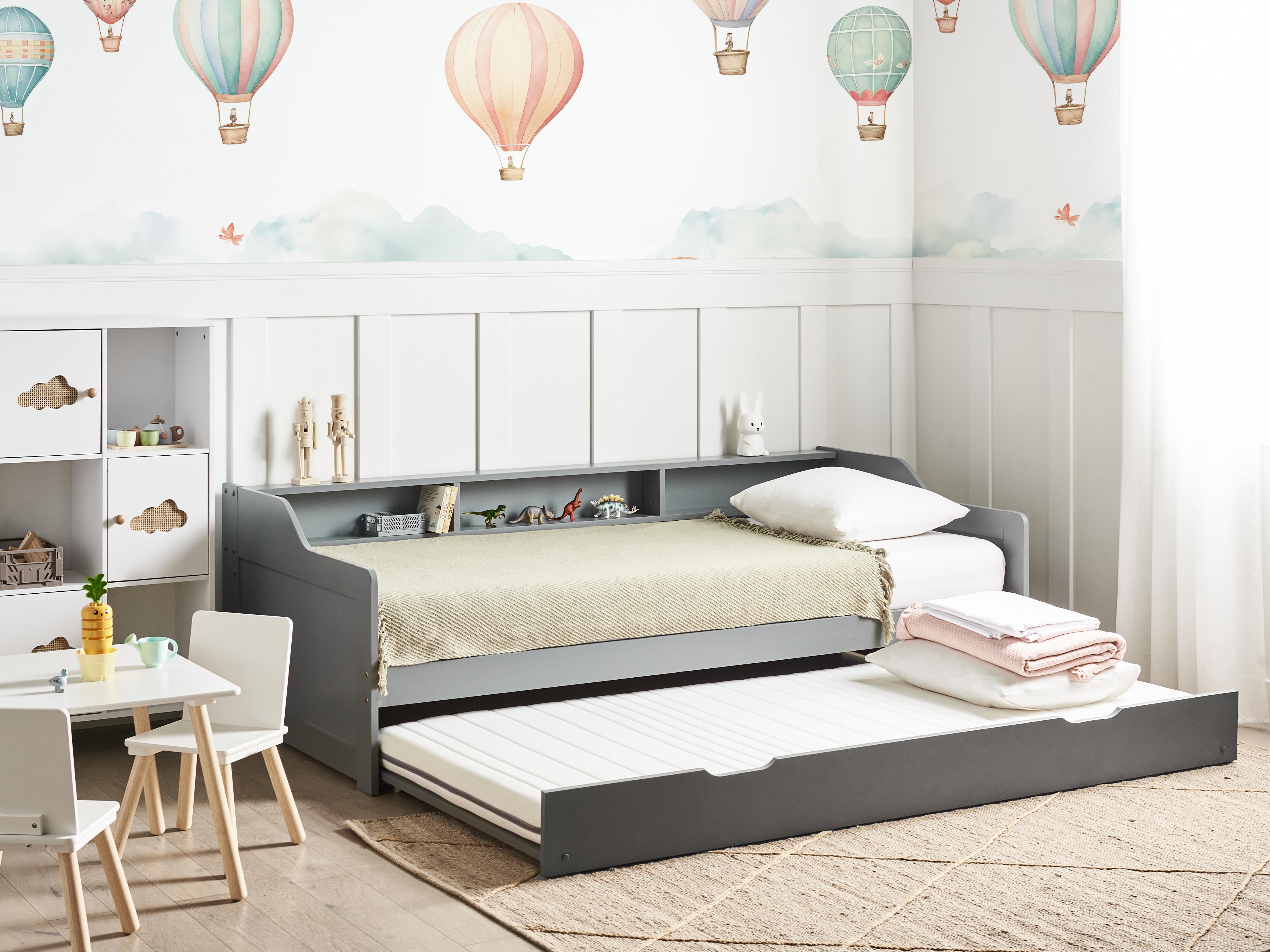 Trundle Bed Pine Wood EDERN 90 x 200 cm (EU Single) Grey