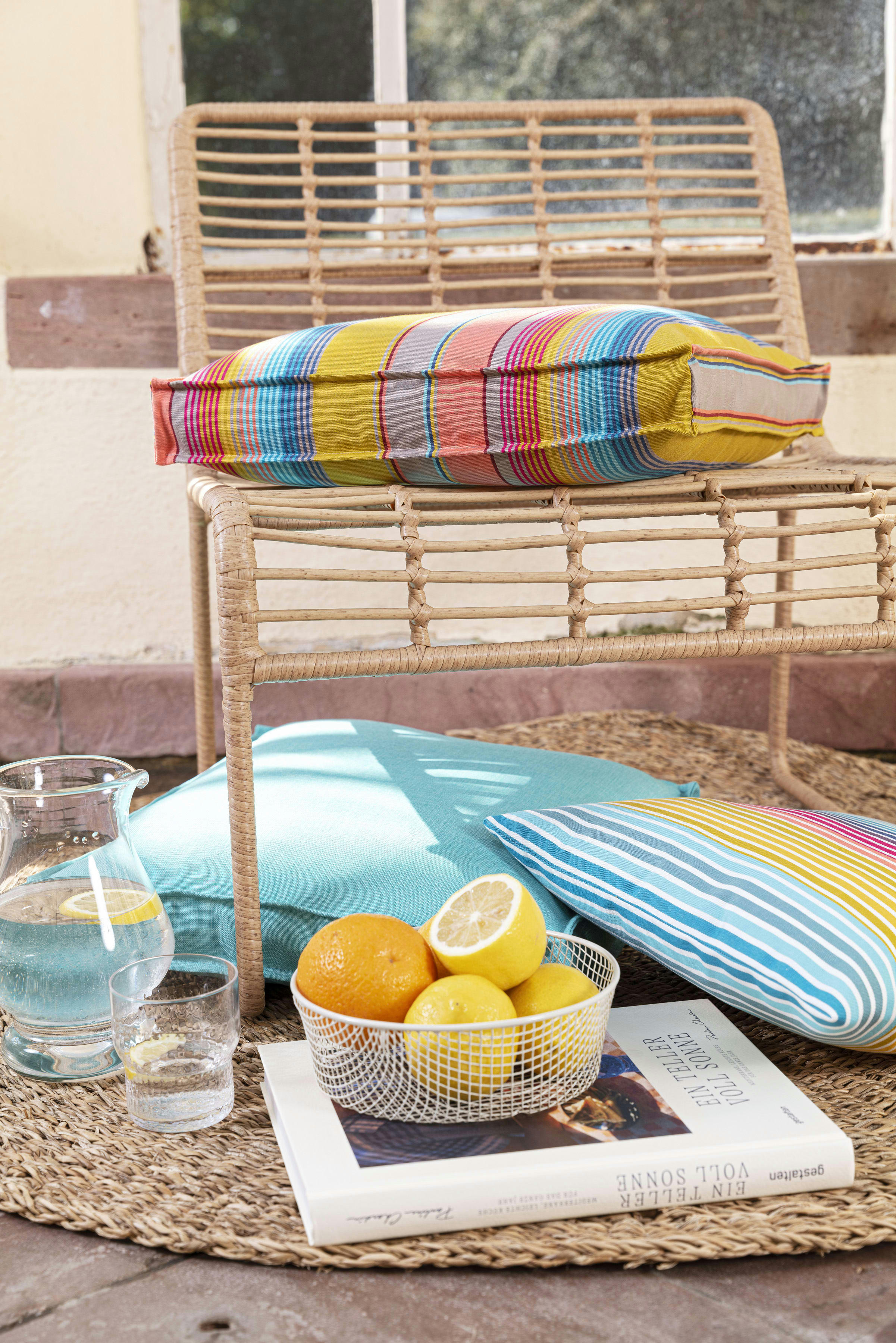 CANNES - Housses de coussin rayures multicolores - Lot de 2 - 50x50