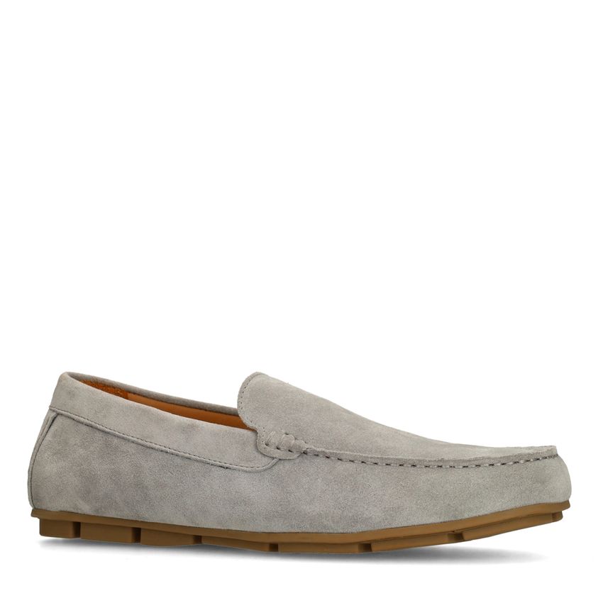 Manfield Grijze suède loafers