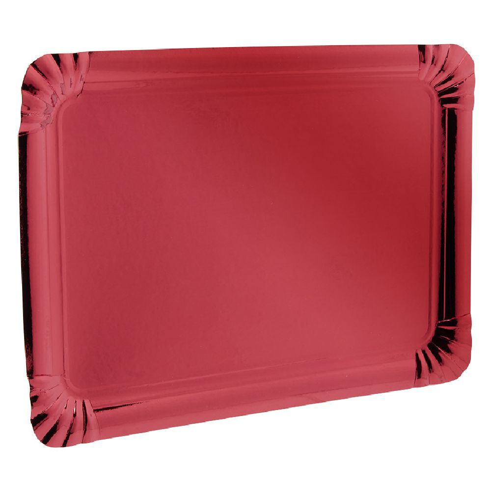 Plateau rectangulaire en carton rouge x5