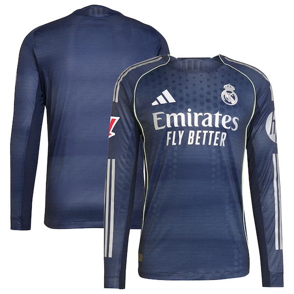 Los Merengues adidas 2025/26 Away Authentic Long Sleeve Jersey - Blue/White