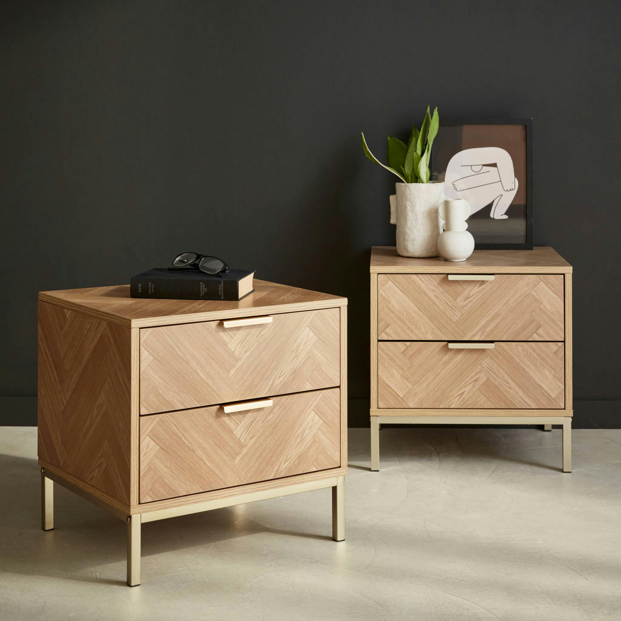 BUDAPEST - Lot de 2 tables de chevet 2 tiroirs