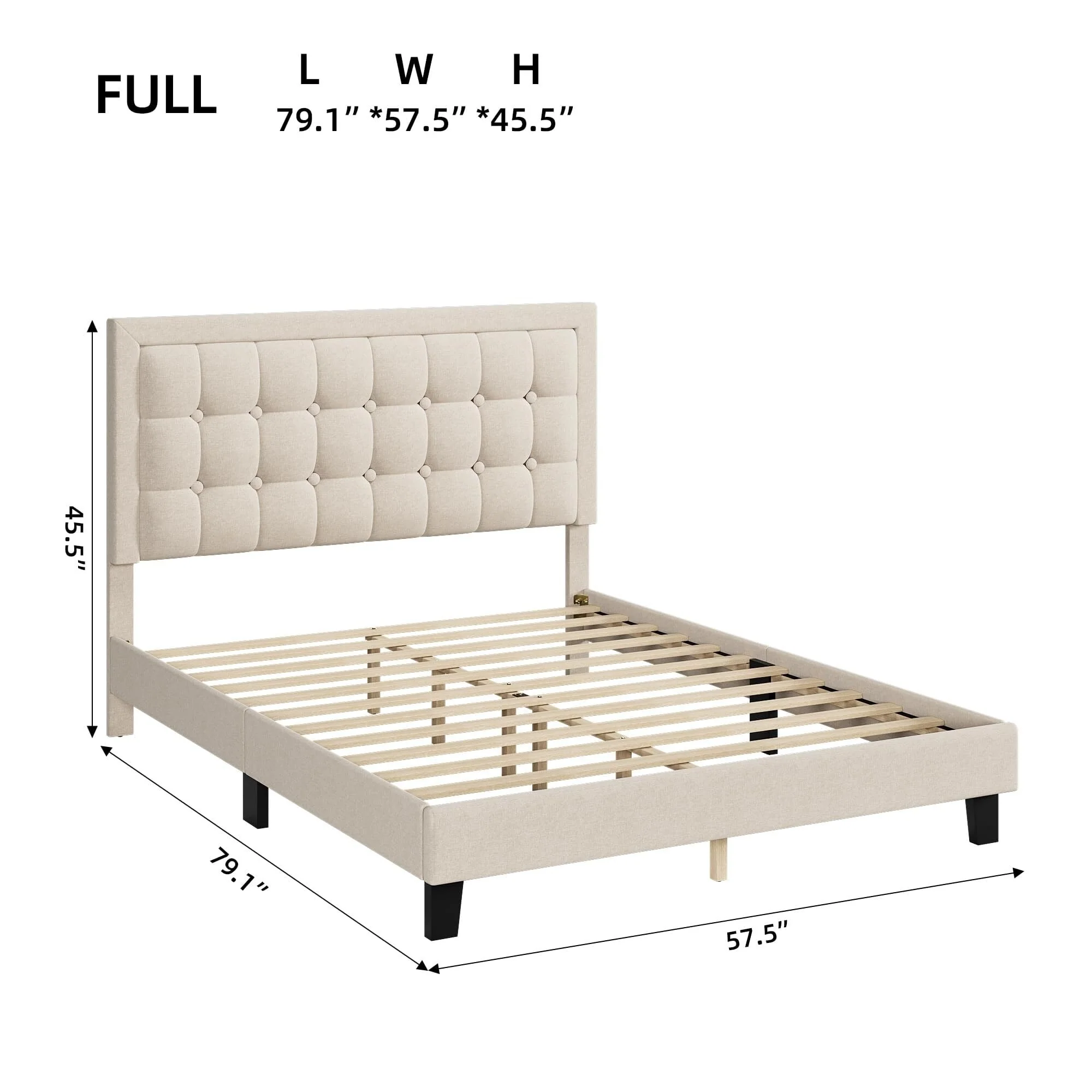 Bed Frame with Adjustable Headboard