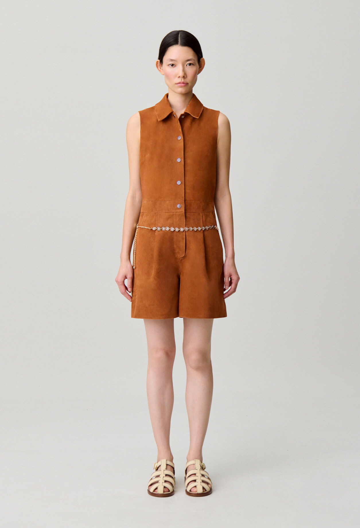 Combinaison cuir sans manches