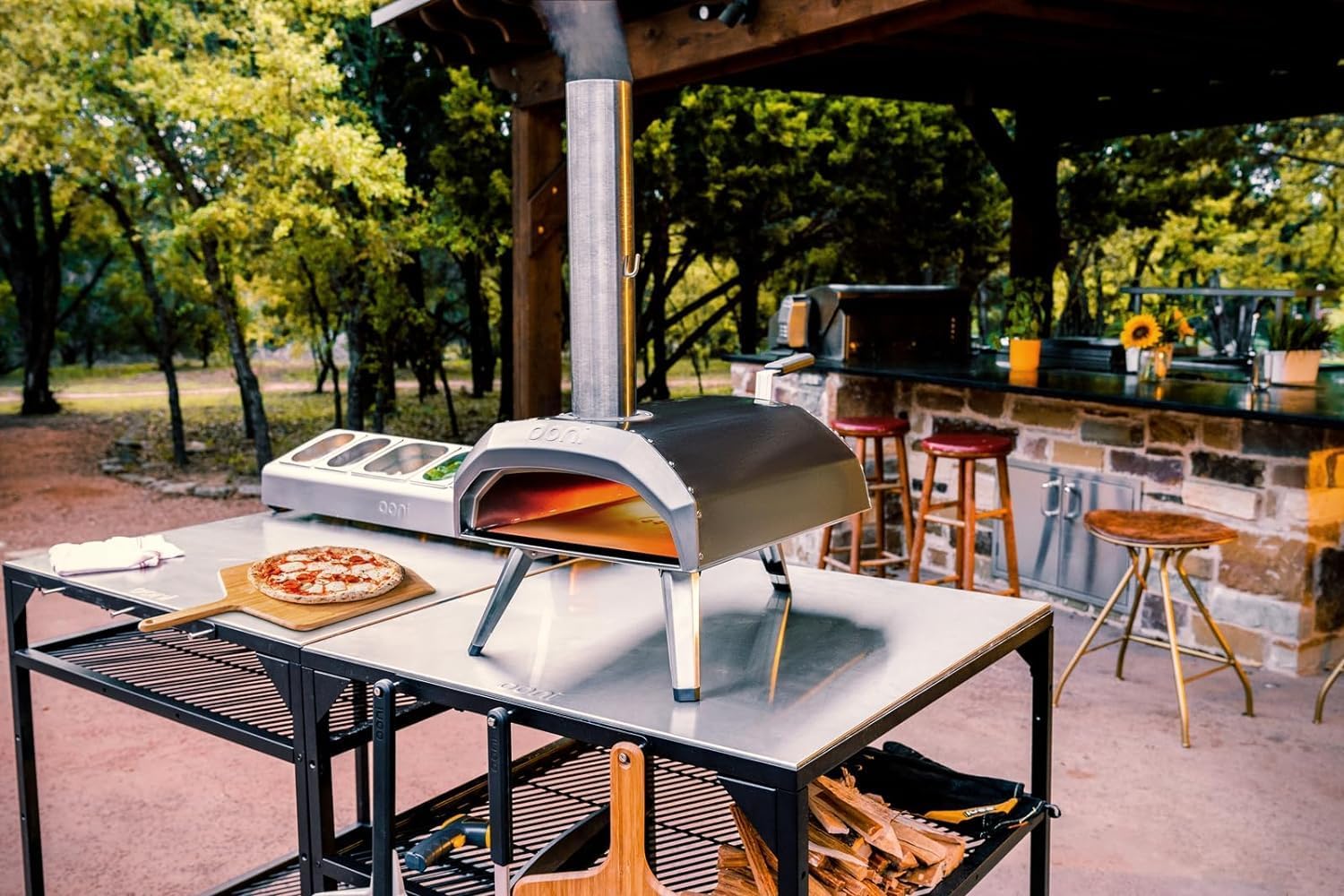 ooni Large Modular Outdoor Table - 31x31x35 Inch Stainless Steel Pizza Oven Stand  Barbecue Cart  Outdoor Pizza Station