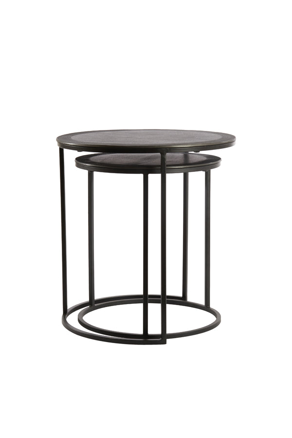 Light & Living bijzettafel TALCA - Ø49x50.5cm - zwart - Set van 2
