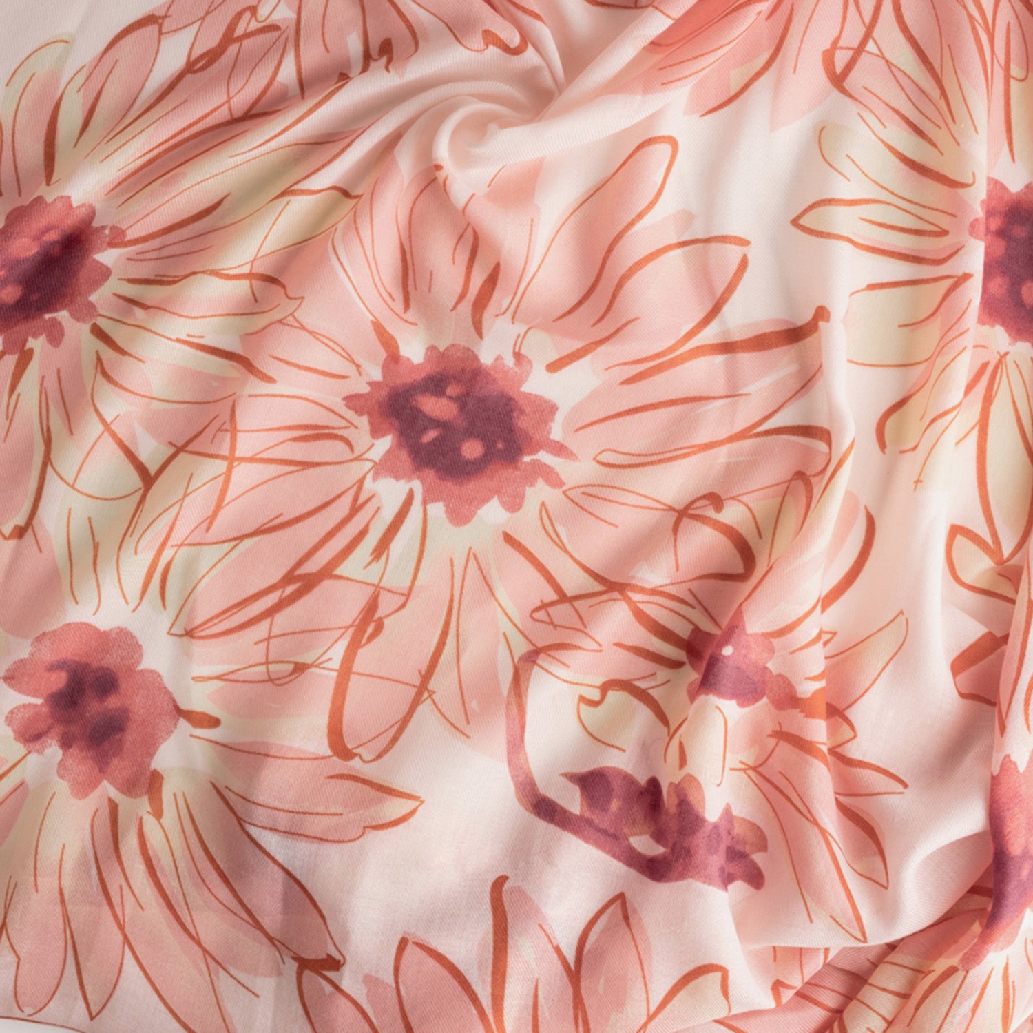Foulard rose imprimé maxi floral