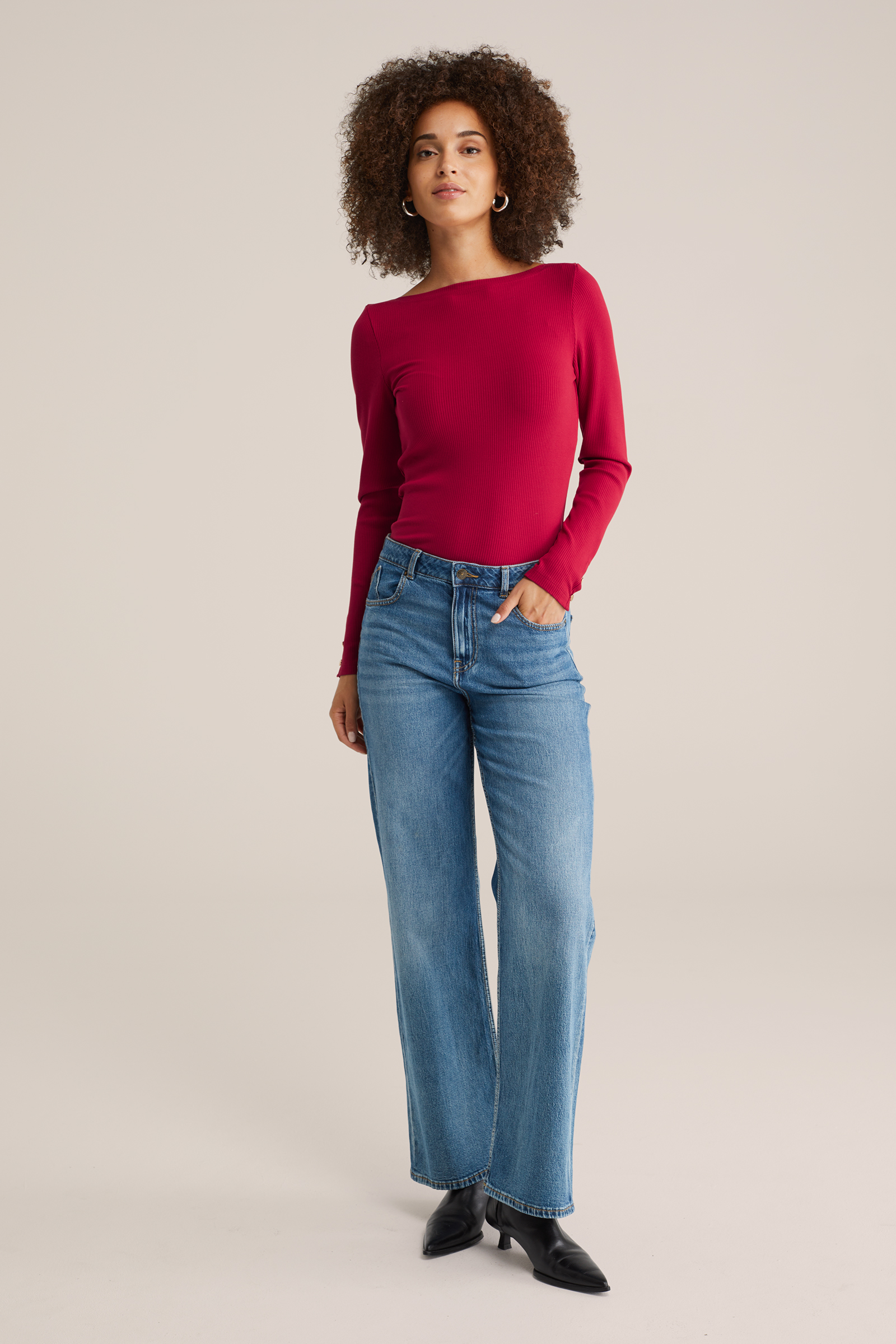 Dames T-shirt van ribstof