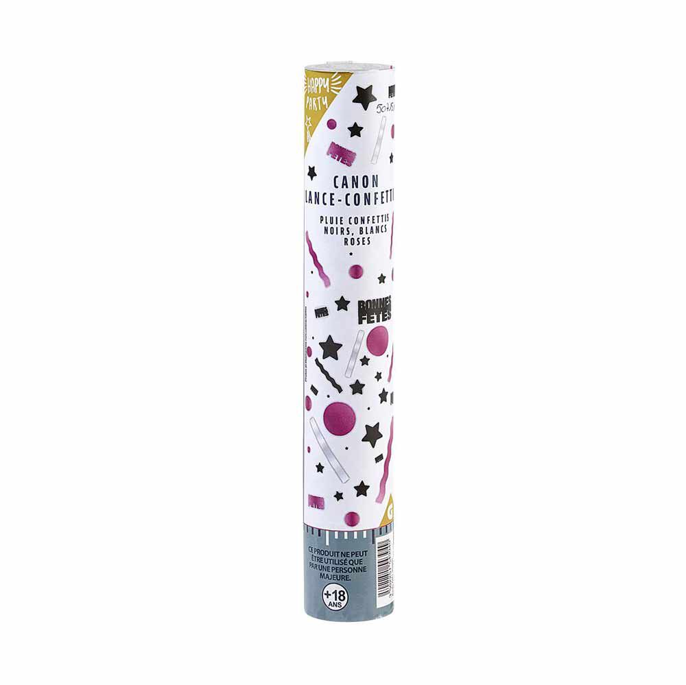 Canon à confettis rose blanc et noir