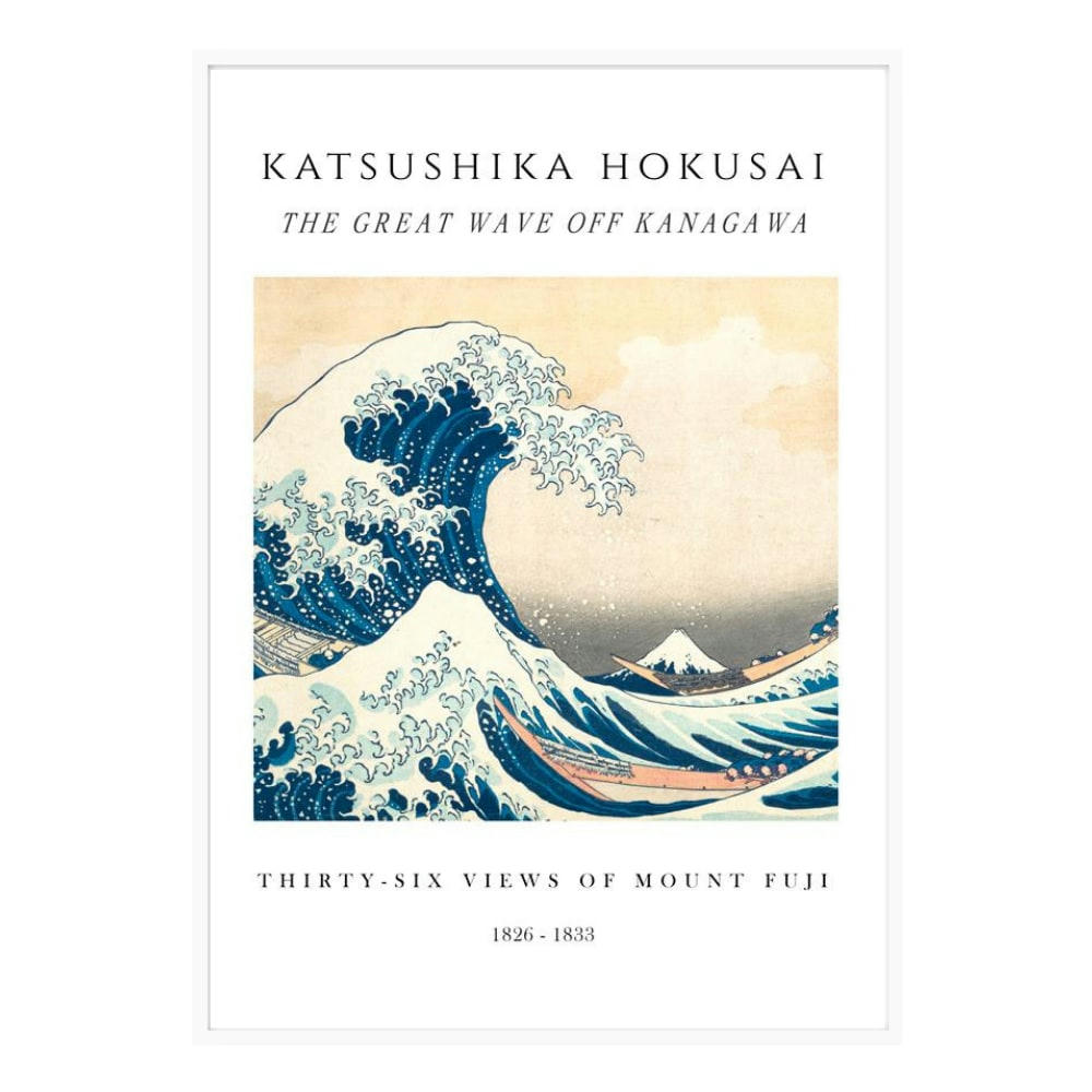 ARTESTA - Affiche décorative avec cadre coloré blanc 30 x 40 cm kanagawa