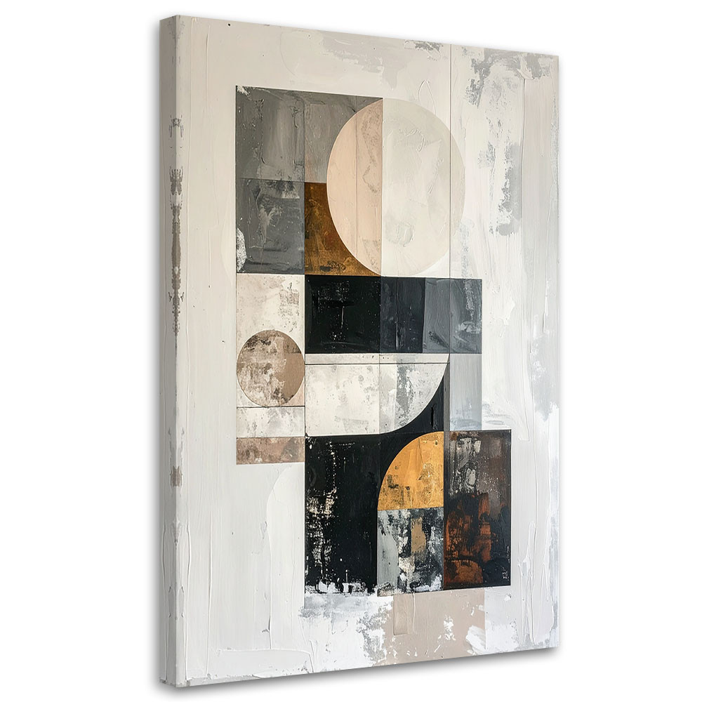 Obraz do salonu, Abstrakcja geometryczna w bieliszarości czerni i 20x30