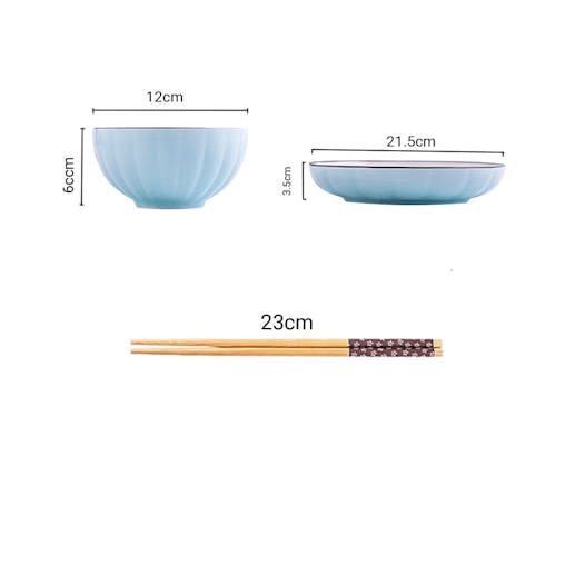 SOGA Blue Japanese Style Ceramic Dinnerware Crockery Soup Bowl Plate Server Kitchen Home Decor Set of 10