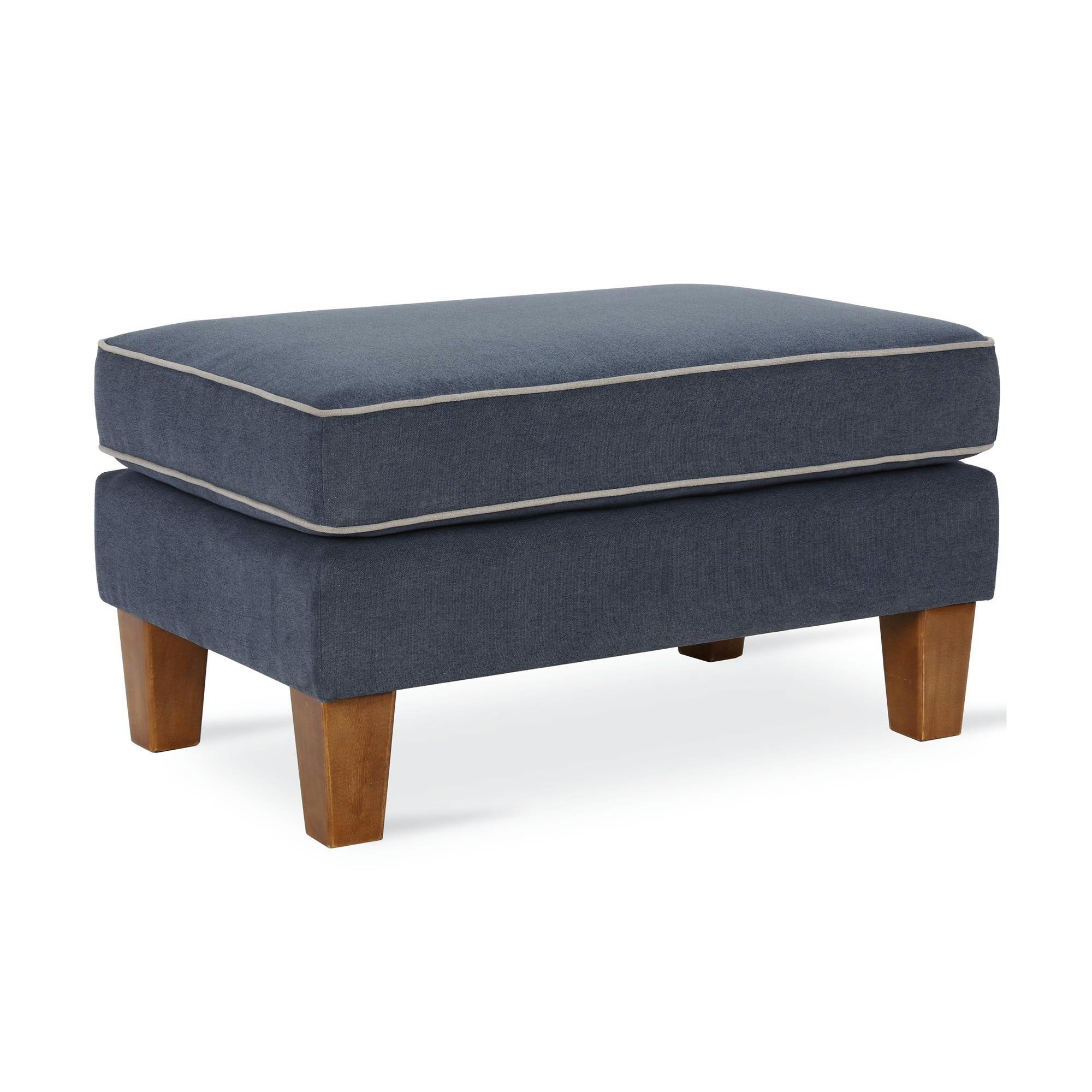 BOWEN - Pouf en tissu chenille bleu